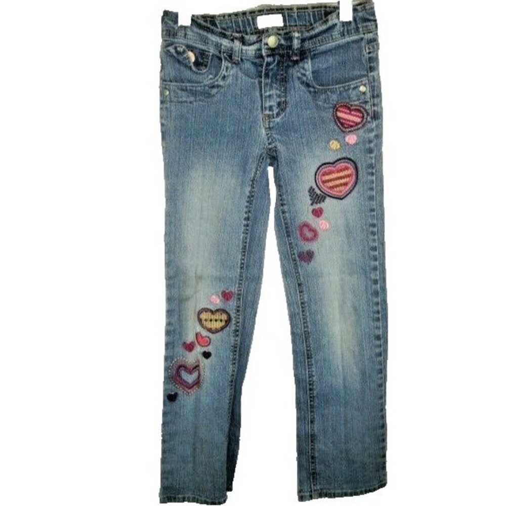 Girls Circo Blue Denim Straight Leg Embroidered Jeans sz 8 x 23